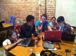 Alex holding WordPress tutorial with Kinyei interns